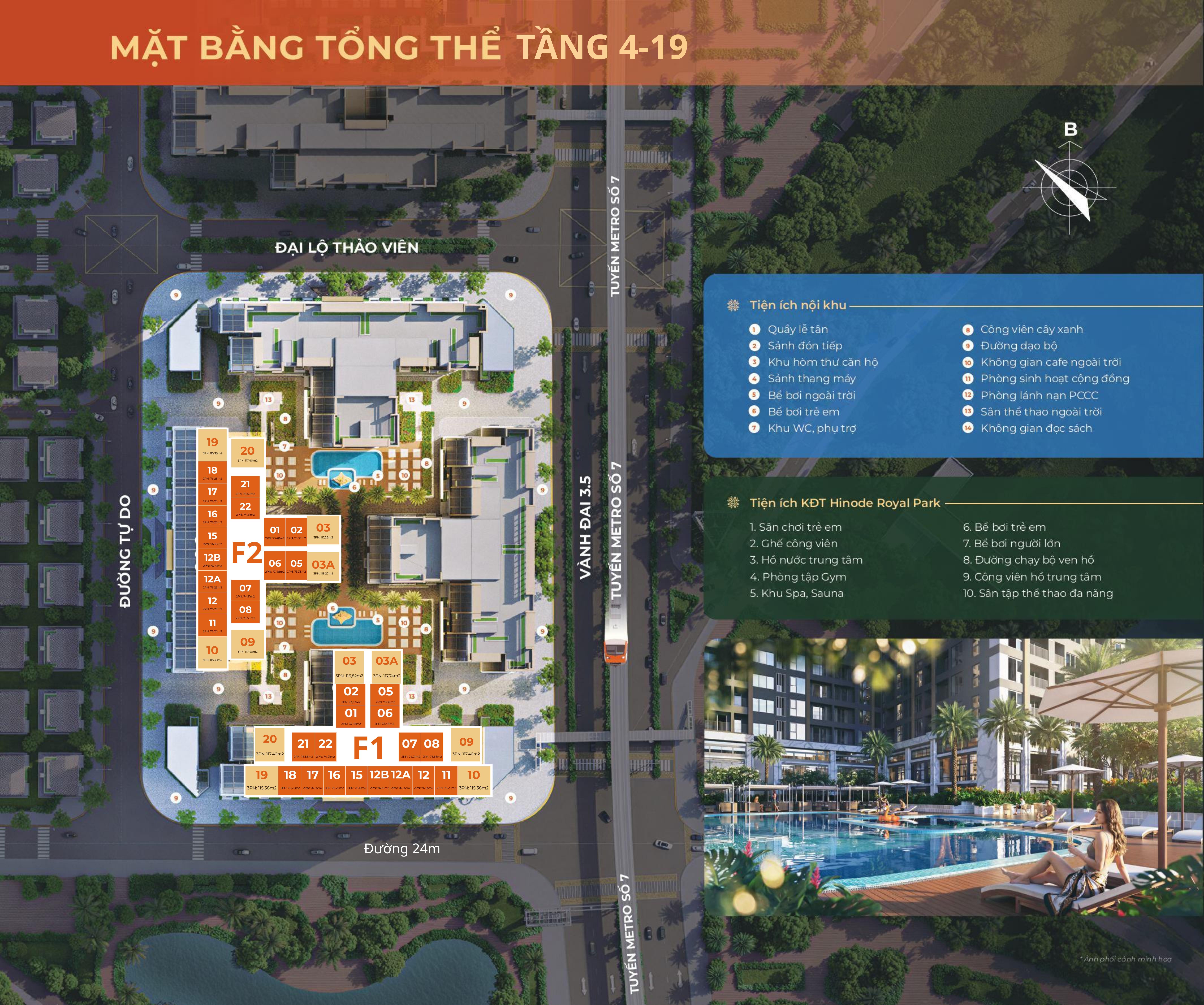 Mặt bằng tổng thể The Flame Vine HH3 Hinode Royal Park